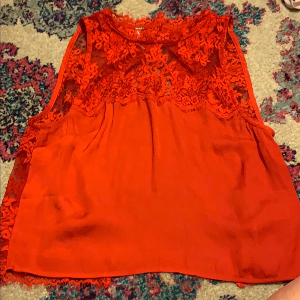 Red open back free people cropped top